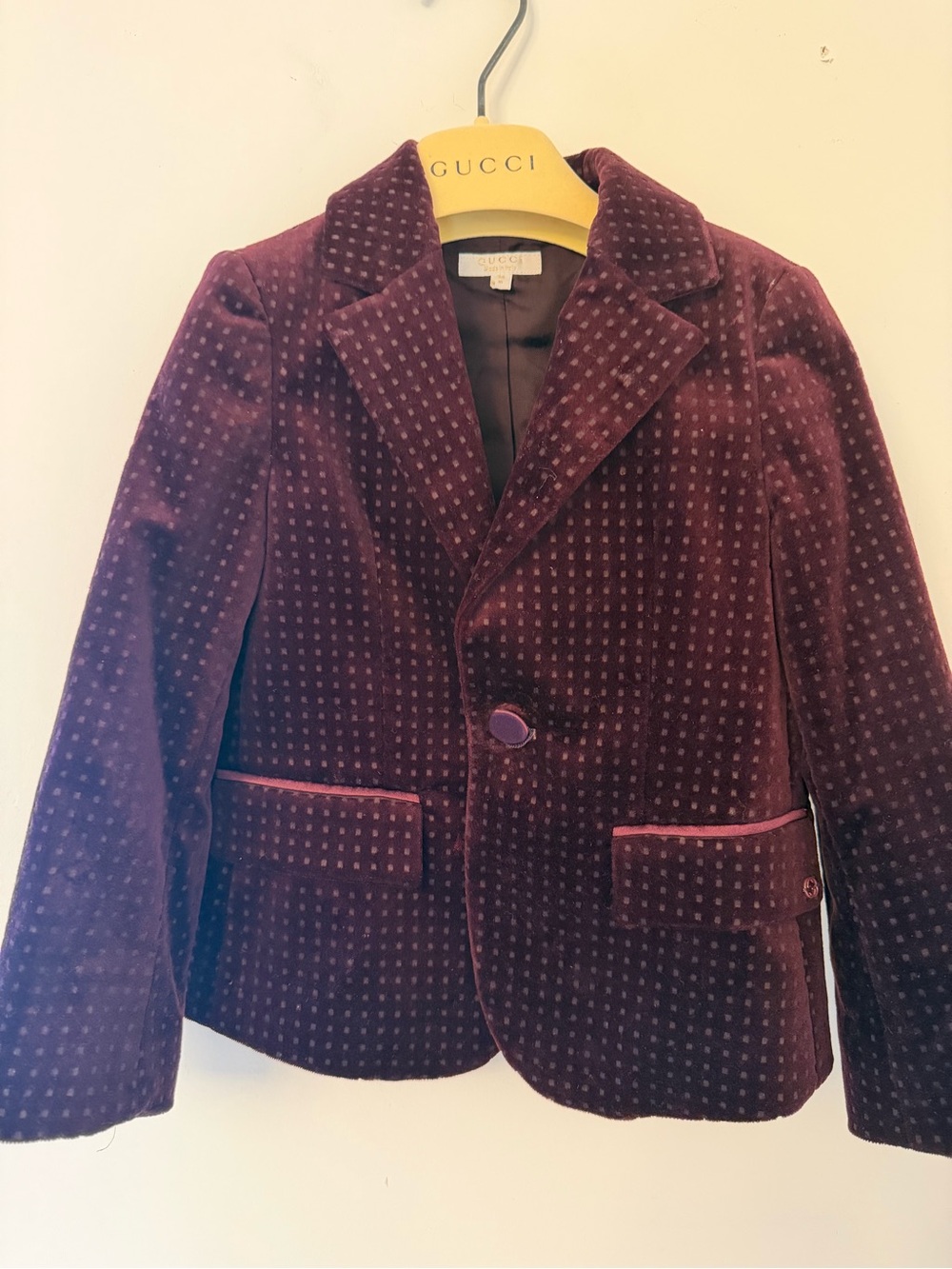 Gucci Burgundy Velvet Textured Tailored Blazer